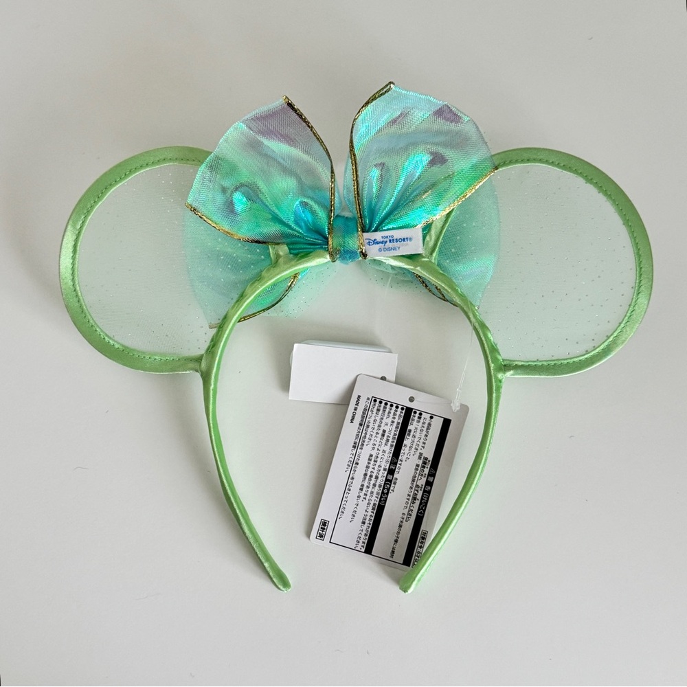 Disney Tokyo Tinkerbell Green Blue Gold Iridescent Mickey Mouse Ears Headband - Picture 3 of 4